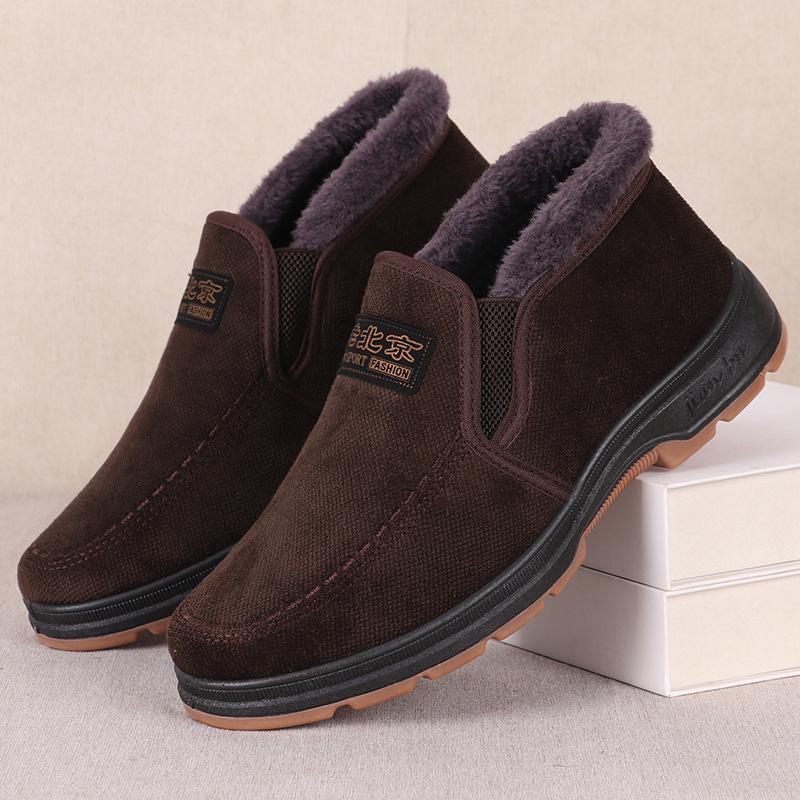 Winter große Baumwollschuhe Herren mittelhoch Samt verdickt warm Schneestiefel Stoffschuhe Herren Baumwollschuhe