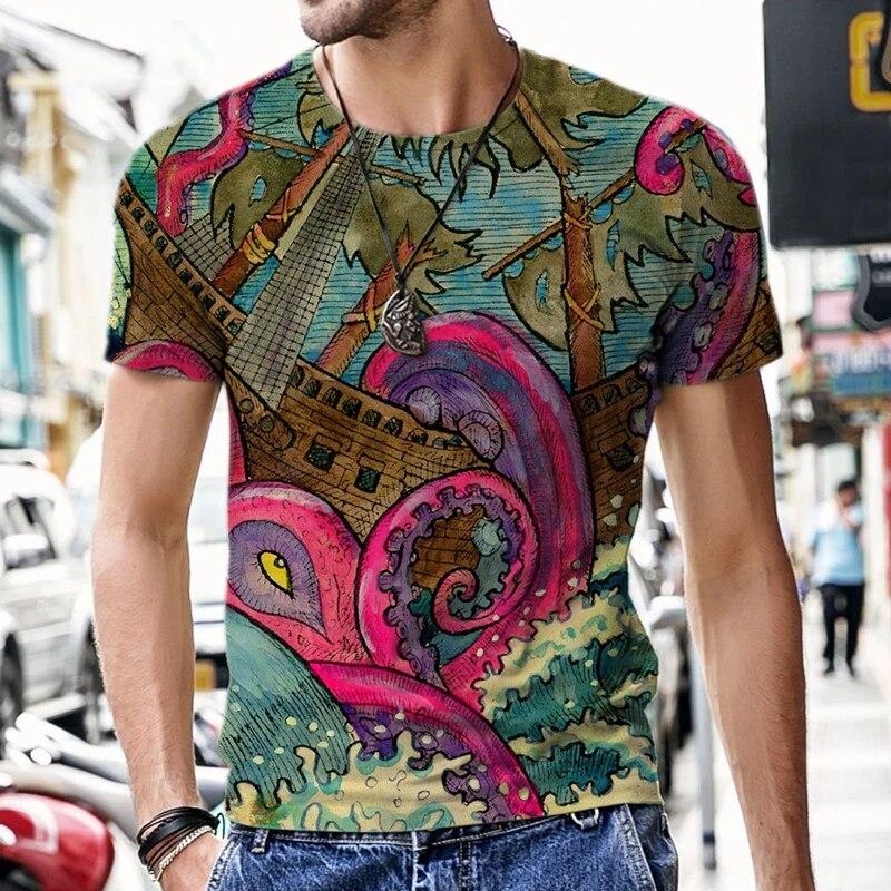 Tarot Art Illustration Pattern Men's 3D Printed T-shirt Casual Fashion Cool Harajuku Street Personality 3D Style Shirt