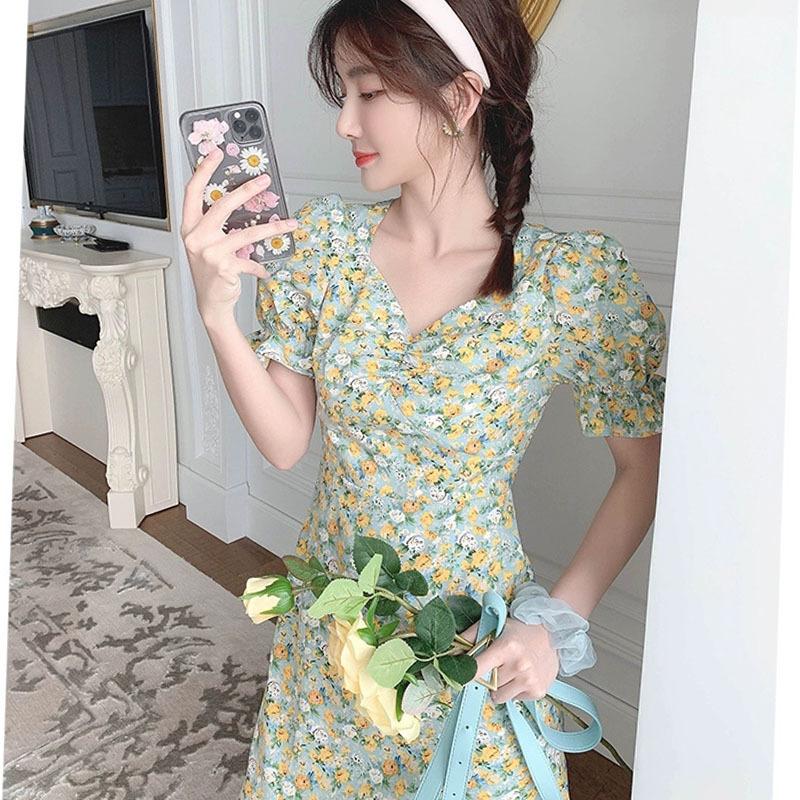 Chiffon Small Daisy Floral Dress Platycodon French Small Skirt Women's Summer Dress New Women's Court Style