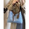 Large Capacity Women Shoulder Bags Denim PU Leather Versatile Commuting Crossbody Bag Lady Fashion Travel Handbags
