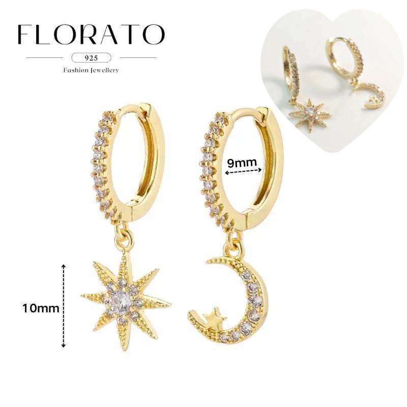 925 Silver Ear Needle White Zircon Butterfly/Water Drop Hoop Earrings Drop Earrings For Women Fashion Wedding Jewelry