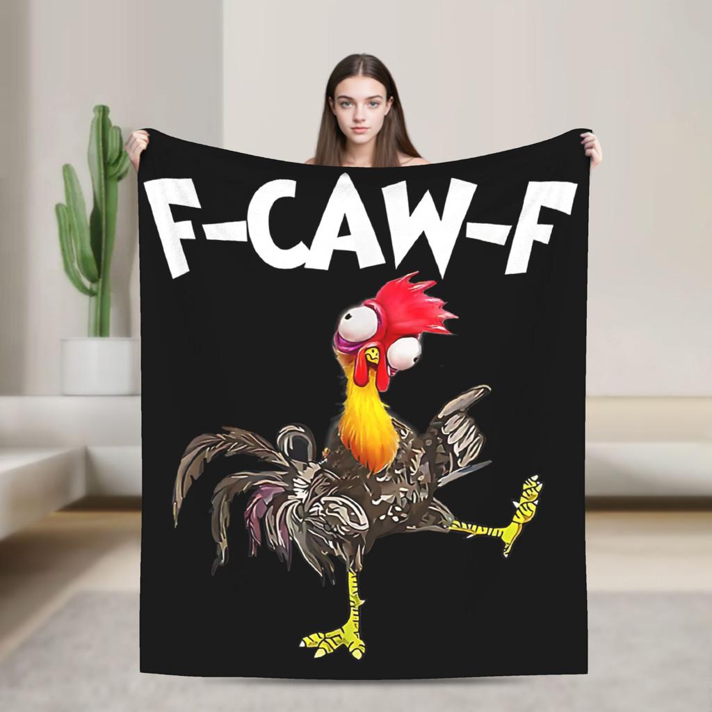 F-Caw-F Chicken Funny Blanket Fleece Decoration Multi-function Lightweight Throw Blanket for Bed Bedroom Plush Thin Quilt