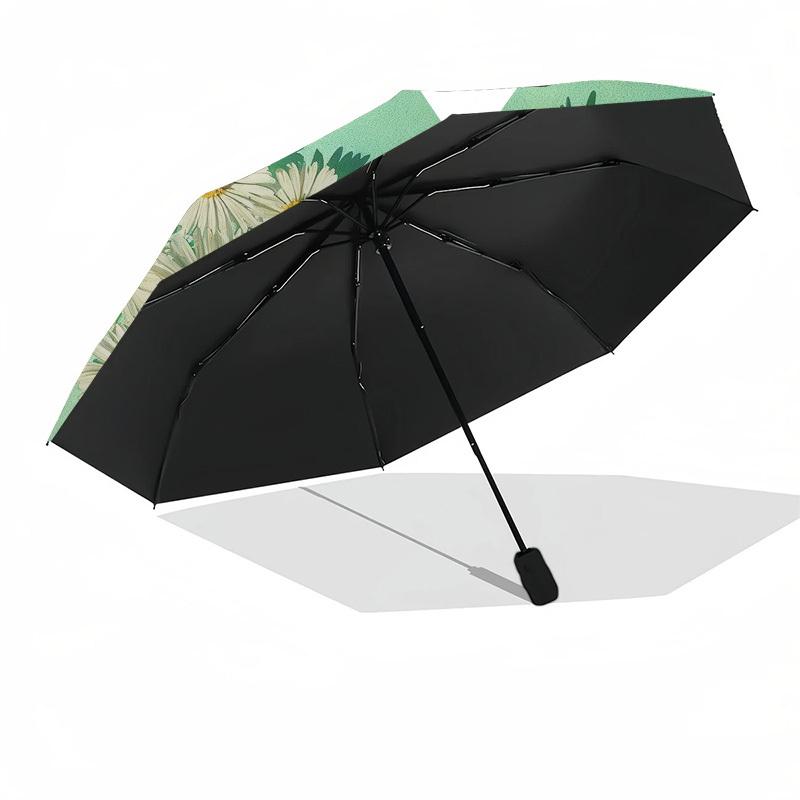 1pc Daisy Heart Automatic Folding Umbrella, Heavy Duty 8 Rib Iron Frame, Suitable for Travel, Daily Use, Birthday, Decor Gift 52
