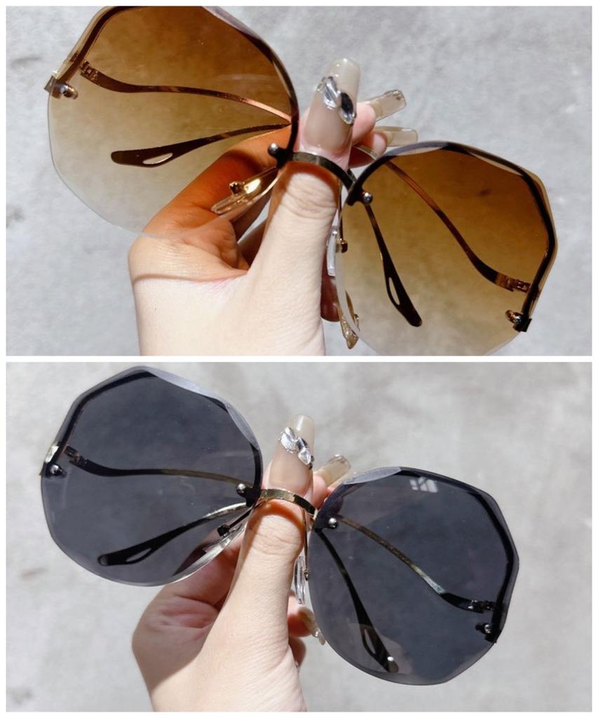 Sunglasses for Women Fashion Rimless Beach Gradient Sunglass Lady Retro Summer Shades UV400 Eyeglasses