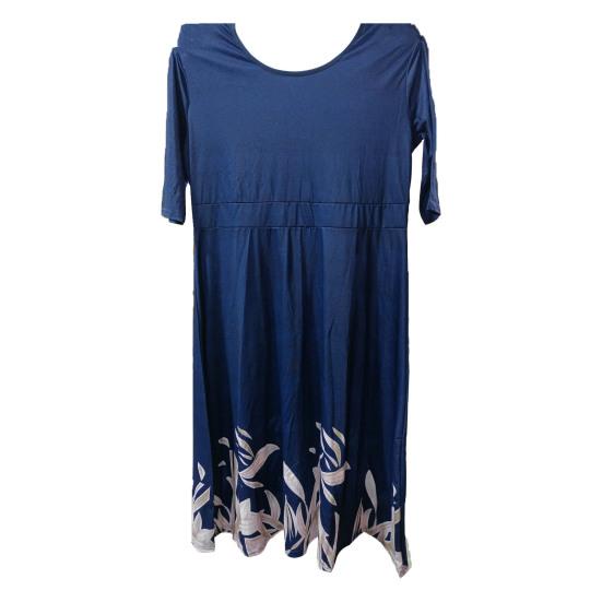 Sommer Rundhals 45720 Ärmel Midikleid Schmetterlinge Blumen Druck Taille Eng Locker
