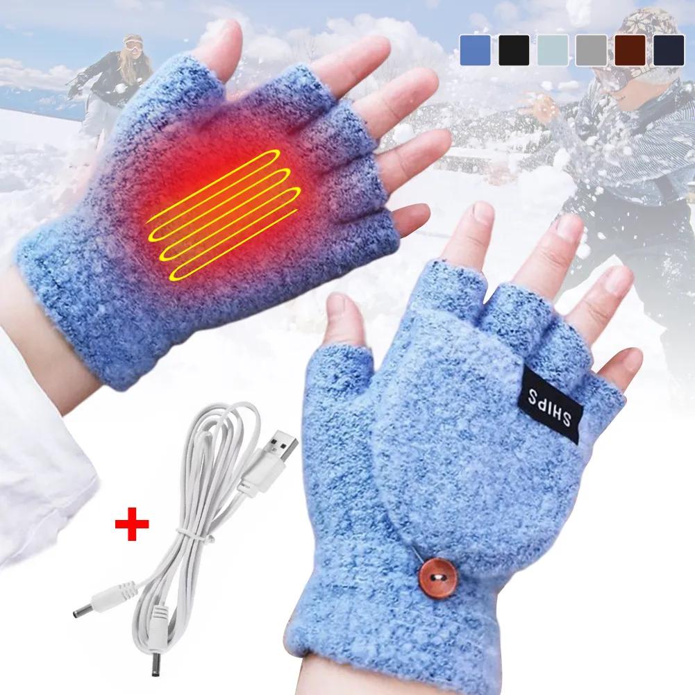 Gants chauffants électriques chauffer-mains chauffer-gants rechargeables USB réutilisables pour ordinateur portable adaptés aux sports ski hiver gants chauds