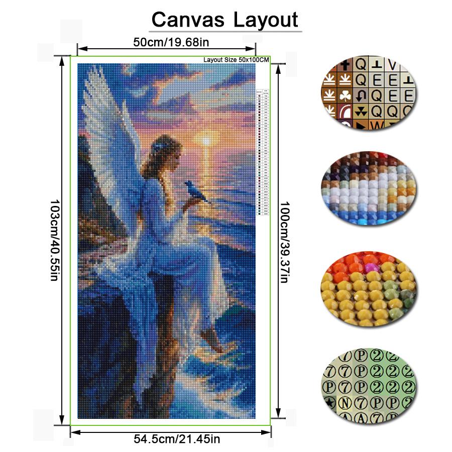 Ange Marin Coucher de Soleil Fille Oiseau Grande Taille Peinture Diamant Nouvelle Collection Paysage Bricolage Perçage Complet Strass Broderie Mosaïque Points de Croix Kits