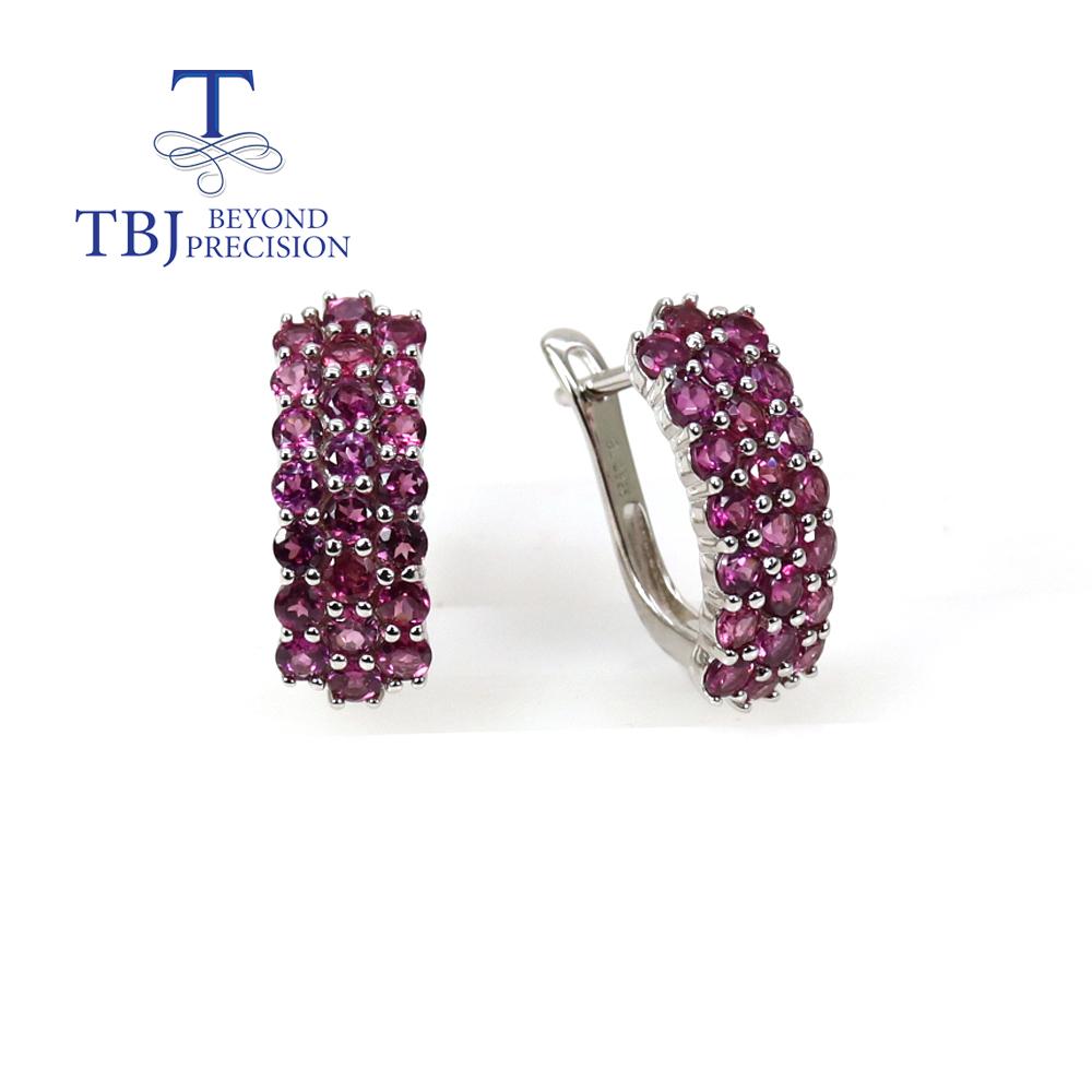 Boucles d'oreilles rondes en Rhodolite et grenat du brésil, 2.5mm, pierres précieuses classiques simples, bijoux fins, argent sterling 925, pour femmes