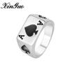 Europe and The United States Personalized Punk Magician Poker Ace of Spades Men's Titanium Ring