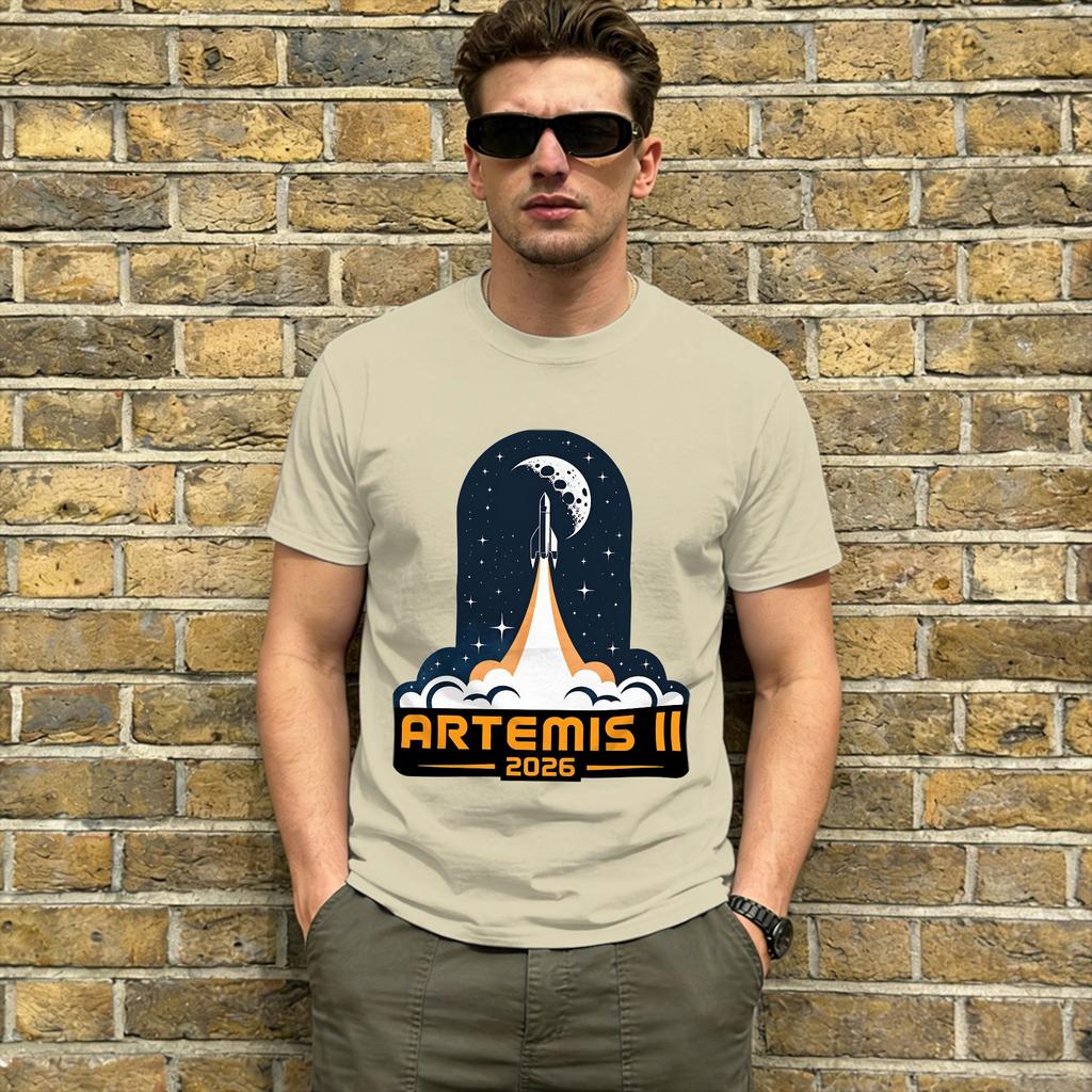 Artemis Ii Moon Mission T Shirt Beach 100 Cotton Tshirts For Man Popular Print Tee Shirt Shortsleeved Y2k Basic Tees