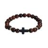 Kruisarmband voor mannen en vrouwen, stenen kralen kruisarmband, elastische stenen religieuze polsband, sieraden, geschenken voor christenen
