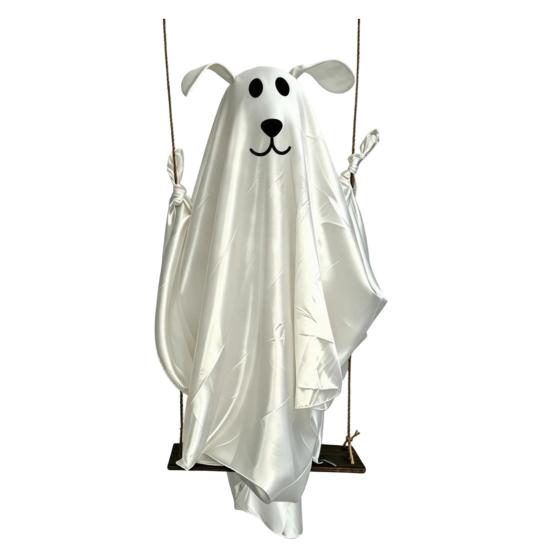 Halloween Hanging Ghost for Outdoor Decoration Cute Flying Satin White Ghost for Home