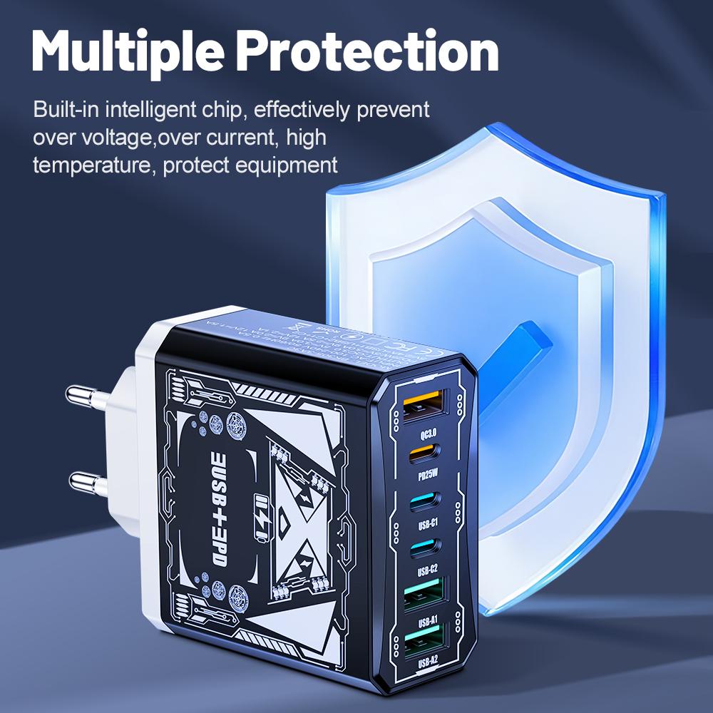 25W 3 USB 3 PD Ladegerät Schnellladung QC3.0 Reiseladegerät für iPhone Samsung Xiaomi Handyadapter EU/US/UK Stecker