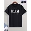 Europäische Größen Herren Freizeit "Believe" T-Shirt, Trendiges Rundhals-T-Shirt für den Sommer