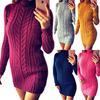 Sexy Autumn And Winter Knit Dress Slim Fit And High Collar Twist Design
