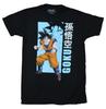 Dragon Ball Z Adult New T-Shirt - Goku Stand S Over Blue Box Kanji