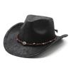 Ethnisch Wildleder Texturierter Western Cowboyhut Herren- und Damen- Vintage Hut mit großer Krempe Outdoor Schatten Jazzhut
