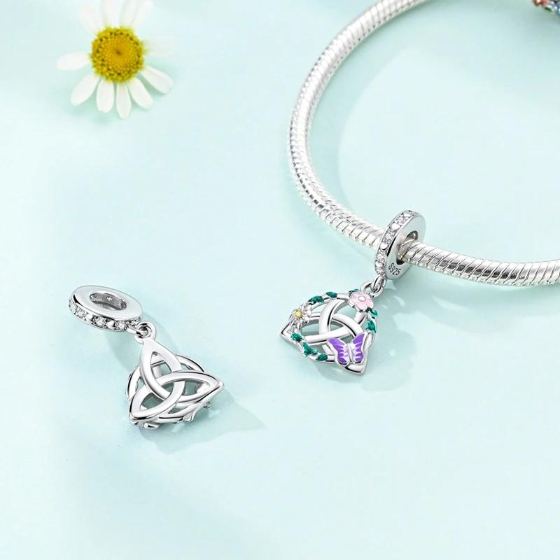 Charm Bead Charms Plata copper Colors Butterfly Flower Bead Charms Compatible With Authentic Bracelets Do It Yourself Fine Jewellery Gift for Women