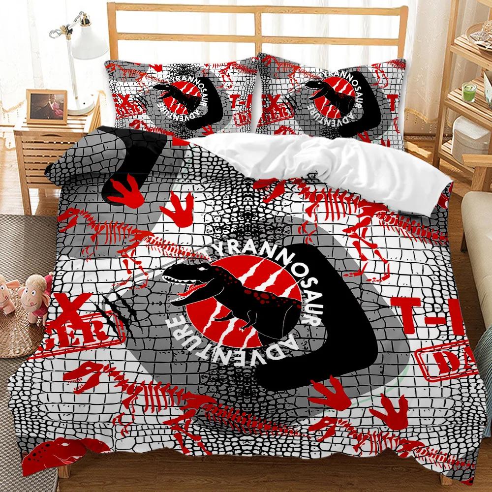 Set Copripiumino Dinosauri Dinosauri T-Rex Giurassico Dino Fossile Biancheria da Letto Dinosauro Matrimoniale Queen King Size Morbido Poliestere Copripiumino