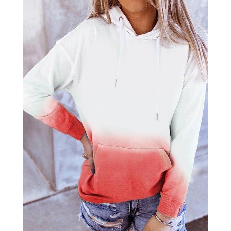 Sudaderas con capucha casuales de moda con estampado 3D color block para primavera otoño (De las mujeres)
