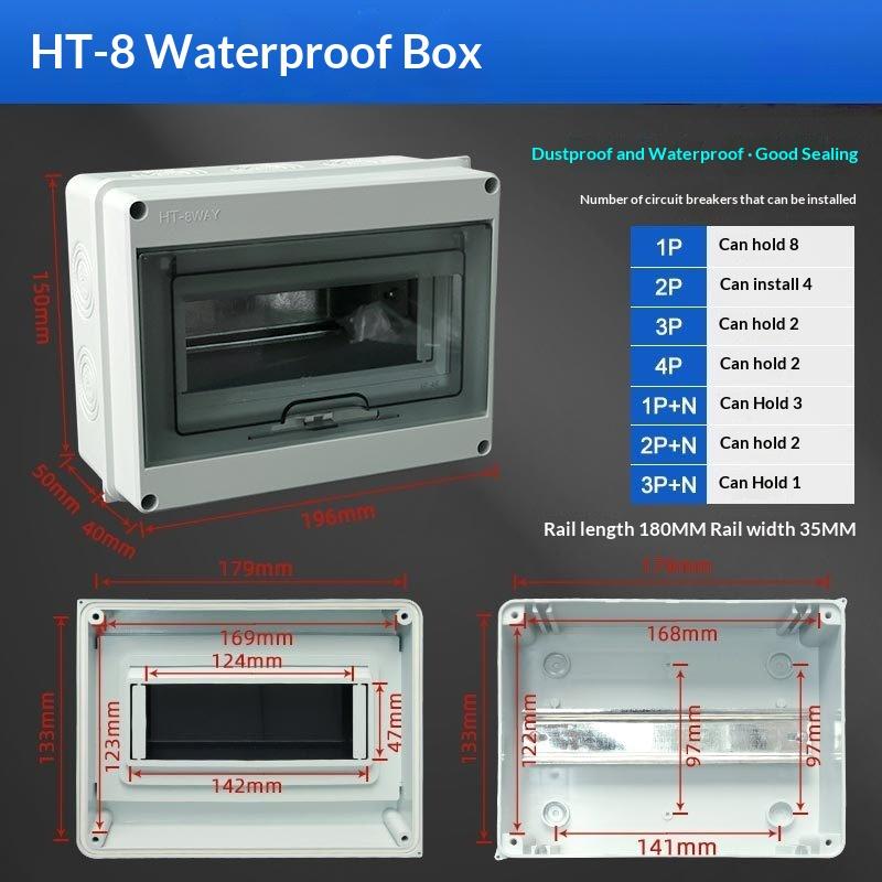 1 Set Pc Plastic Outdoor Electrical Ip65 Waterproof Dustproof Din Rai Distribution Switch Box Ht 2/3/5/8 Way Series Junction Box