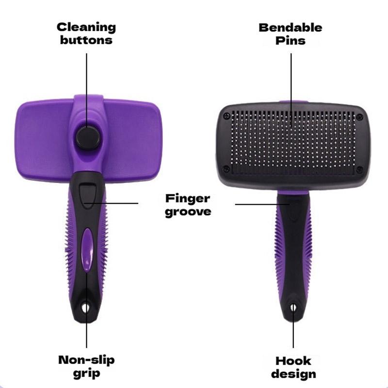 Pet Hair Remover Brush, Self-cleaning Slicker Brush With Click Clean Button, Deshedding Tool For Cats Dogs, Essential Grooming Comb For Loose Fur Remo