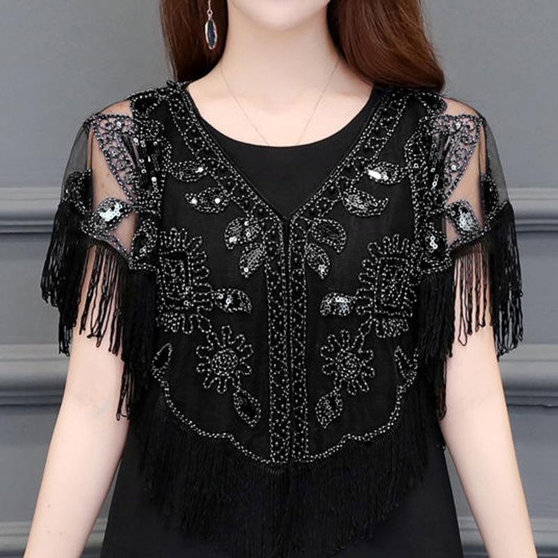 1920S Retro Sequined Beaded Flowing Shawl Women's Dress Wedding Dress With Banquet Stage Party