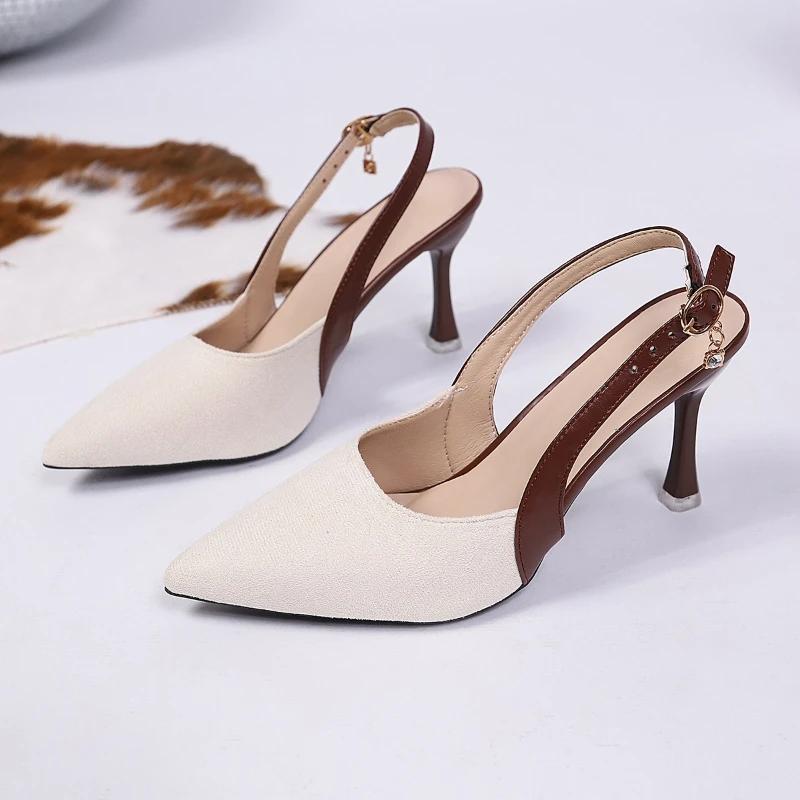 New Arrival White Pointed-Toe Stiletto Sandals Elegant and Sensual Stiletto-Heeled Covered-Toe Shoes for Women