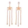 Simple Geometric Asymmetrical Earrings With Diamond Studs, Pentagonal Star Long Fringed Earrings, Earrings.