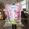 1PC My Melody Pink Print Flannel Blanket, High quality All Seasons, Home Decor, Warmth and Comfort, Perfect for Christmas Gifts