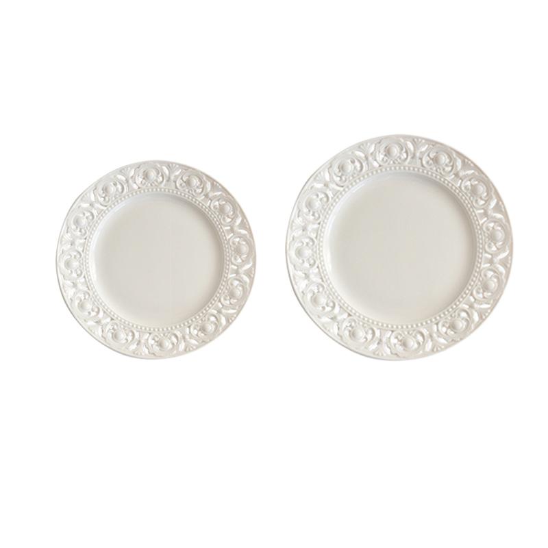 Hollow Out Relief Ceramic Plates Light Luxury Restaurant Steak Plate Home Afternoon Tea Dessert Snack Plate Exquisite Tableware