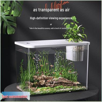 2024 High-Definition Transparent Plastic Fish Tank with Lid - Goldfish & Turtle Breeding, Desktop Small Planted Aquarium.