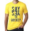 Men’s Vintage Tee Shirt Graphic T Shirt Say Yes To Hockey Yellow