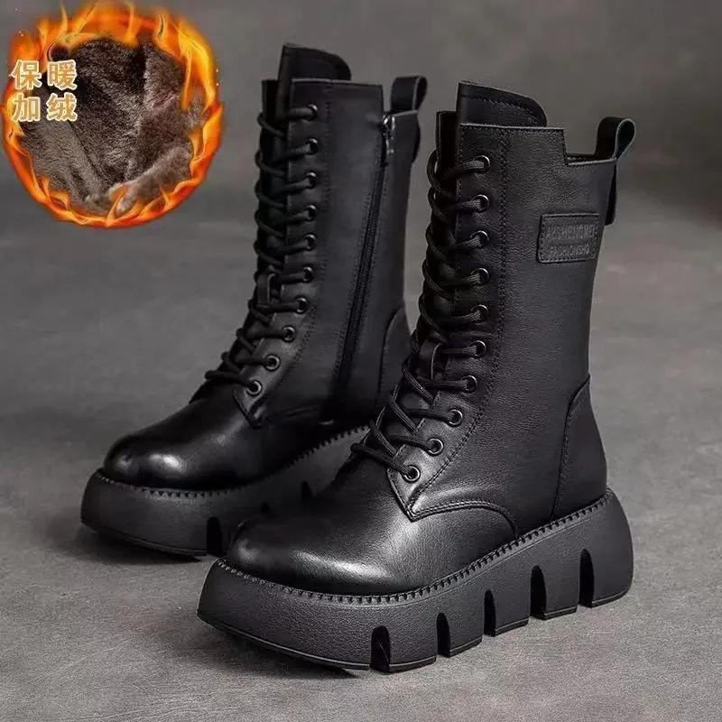 Fashion Plush Warm Thick Sole Boots New Fashion Women's Warm Platform Shoes Female Waterproof Boot Plysj Sko Med Varm Og Tykk Bunn