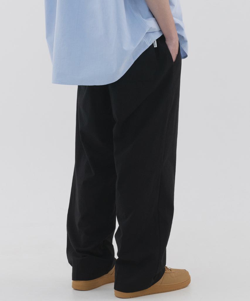PIANER Linen-Like Semi-Wide Pants (Black)