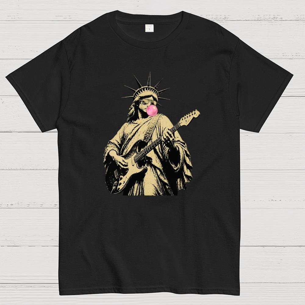 Statue of Liberty Guitar – America 250 Cotton Casual Cool Loose T-Shirt