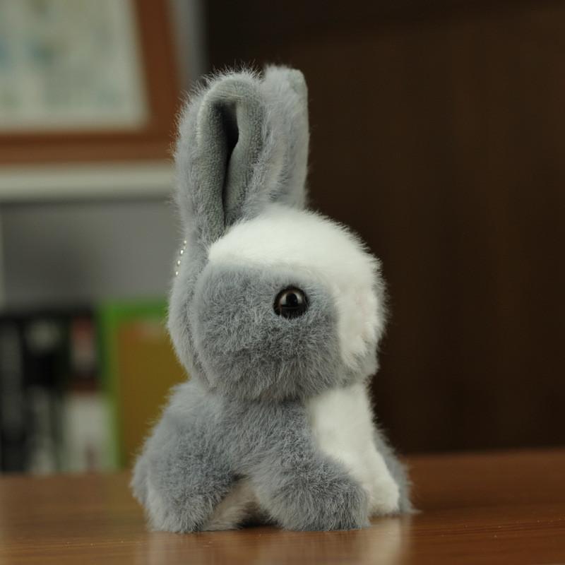 Cute Realistic White Rabbit Plush Toy Key Chain Soft Stuffed Animal Kids Present