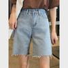 Shorts Jeans de Cintura Alta Slimming Soltos de Perna Reta Coreanos 2024 para Mulheres