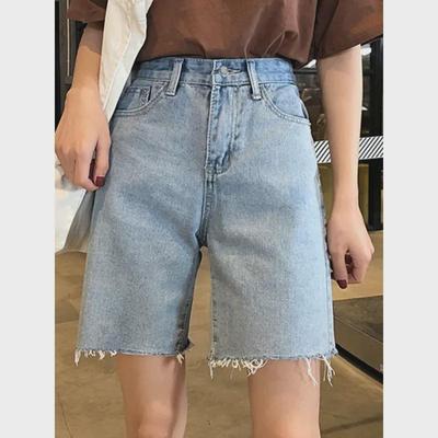 2024 Korean High-Waist Slimming Loose Straight-Leg Denim Shorts for Women