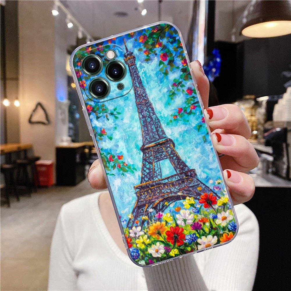 Transparent Case For Apple iPhone 12 11 13 Pro Max Mini XS X XR 6 7 8 Plus SE Cases Cover Cat Van Gogh Starry Night Oil Painting