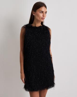 Pluizig mini-jurkje met lurex LEFON 111634 36 zwart