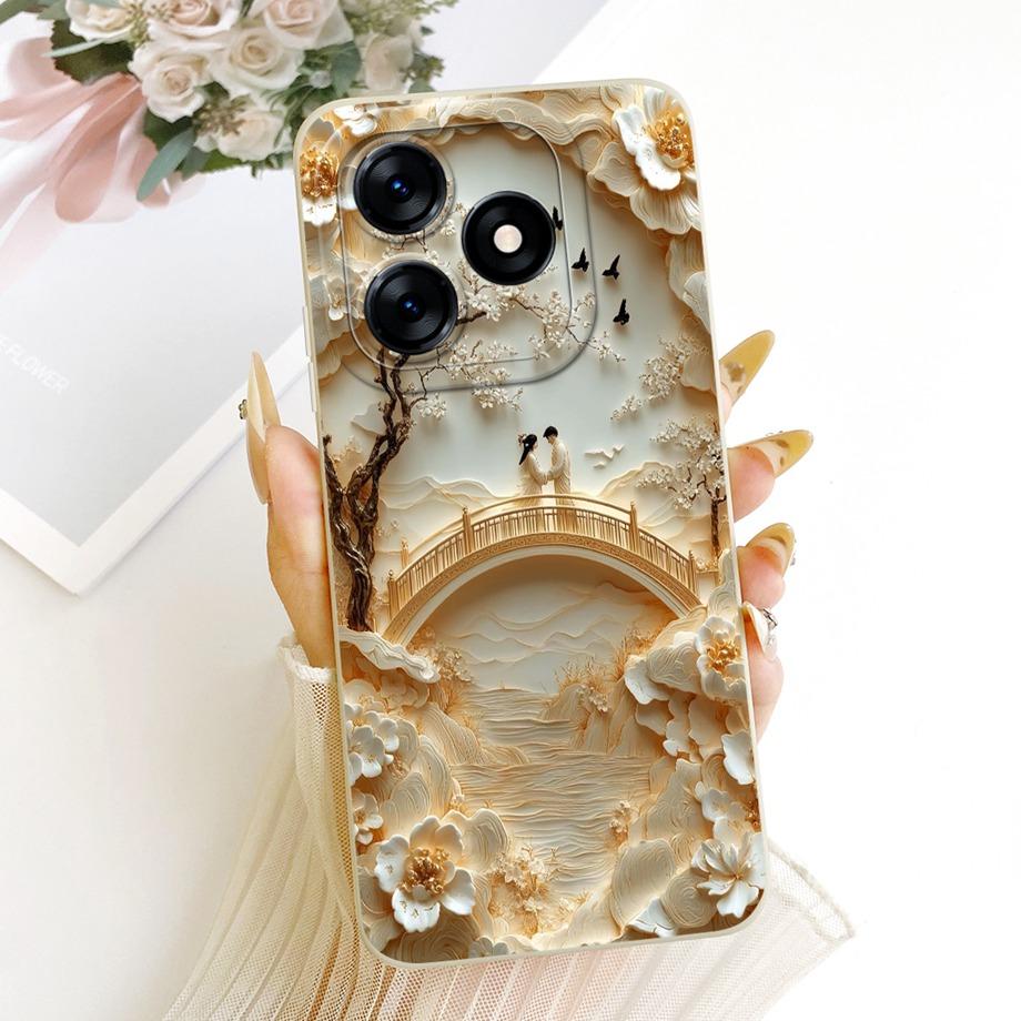 Luxury Fashion Painting Phone Case For Tecno Spark 10 10C 10 PRO KI5k KI5q KI7 Back Cover Liquid Silicone Soft Bumper Shockproof
