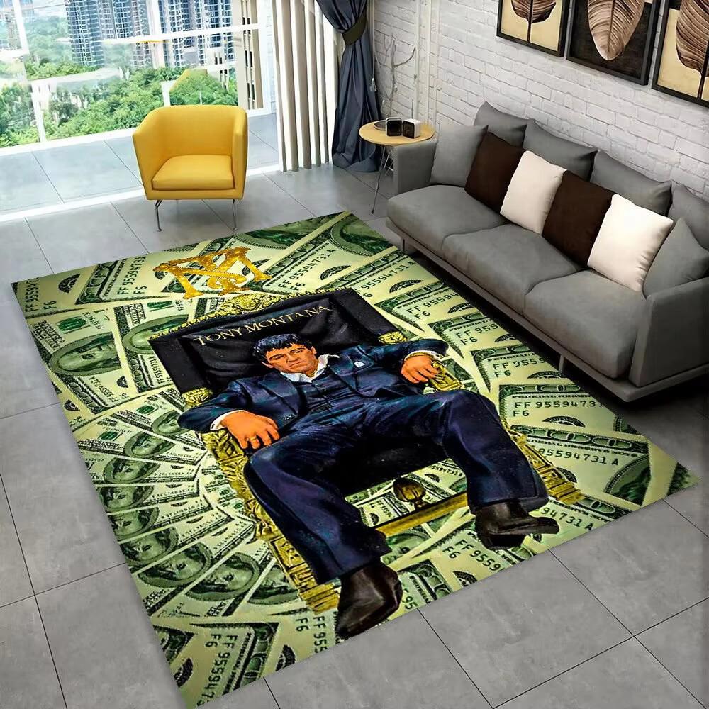 Movie Scarface Tony 3D Printing Area Rug Large,Carpet Rug for Living Room Bedroom Sofa Doormat Decor,Kid Play Non-slip Floor Mat