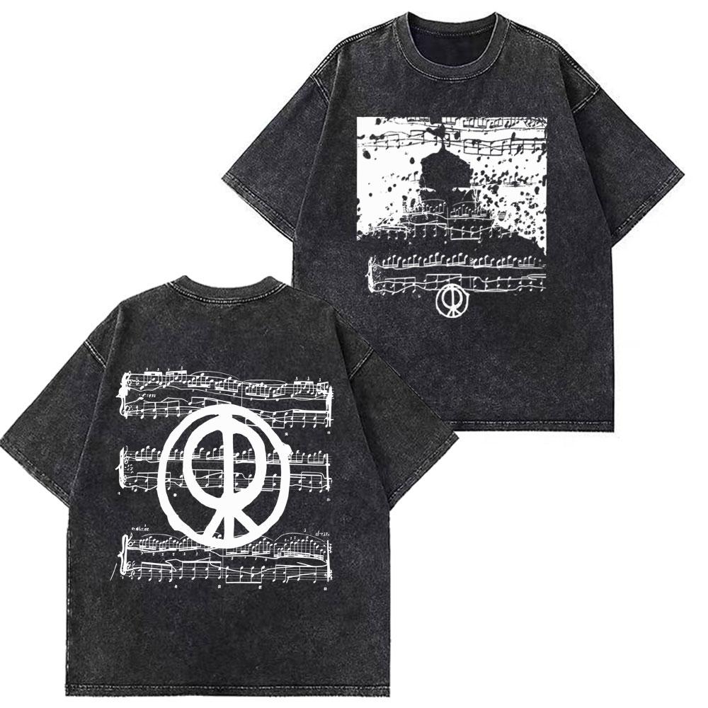 Singer Rosala LUX Musical Notes Graphic Tees Unisex Women Fashion Tshirt Loose Casual Aesthetics Washed Tshirts Streetwear
