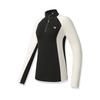 Fitness Casual Simple Versatile Elastic Comfortable Spliced Half-Zip Knitted Long Sleeve T-Shirt Women Tops A11W541205FBK