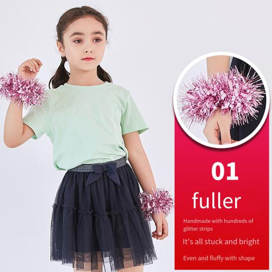 6 Pcs Cheerleading Pom Poms Elastic Wristband Ponytail Holder Hair Ropes Party Costume Gifts Bulk for Team Celebration Volleyball Game