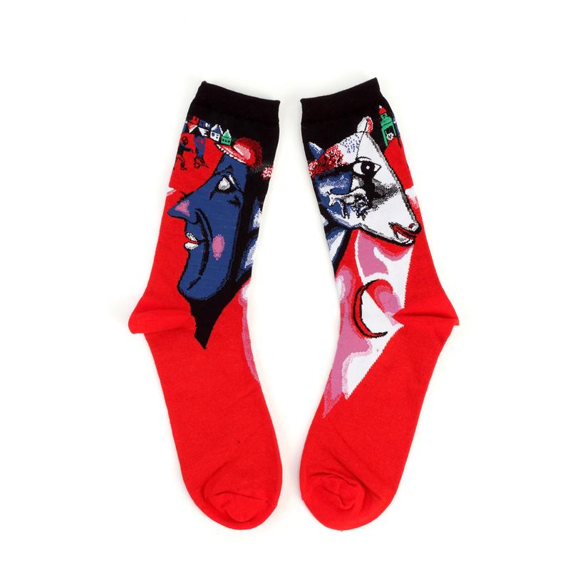 1 Paar Herbst Winter Retro Herren Socken Paar Socken Neu Kunst Van Gogh Wandgemälde Weltberühmte Ölgemälde Serie Lustige Socken