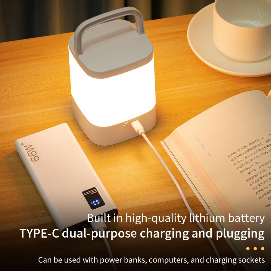 Rechargeable Led Table Lamp with Clock Time Display Night Light Remote Control for Bedroom Bedside Nursery Reading Book Light