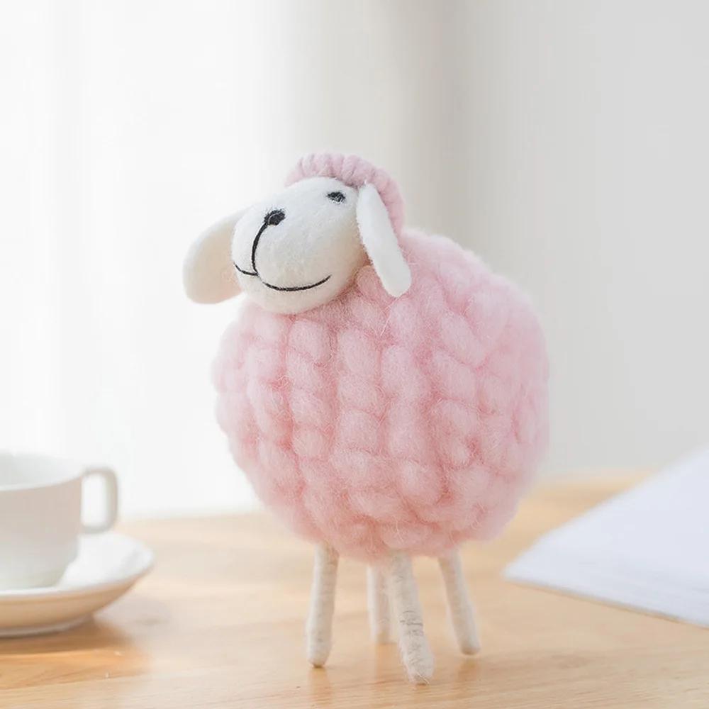 1Pc Mini Table Ornament Felt Sheep Figurines Miniatures Wool Felt Lamb Cute  Decoration Party Supplies Statue Miniature