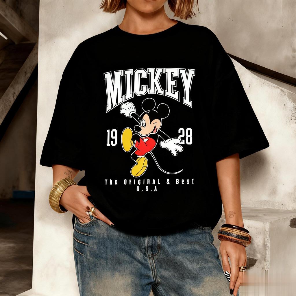 Disney Mickey 1928 Grafické tričko Dámske Pánske Krátky rukáv Voľné Vintage Voľné Bežné Streetwear Letné Trendy Y2k Vrchné diely